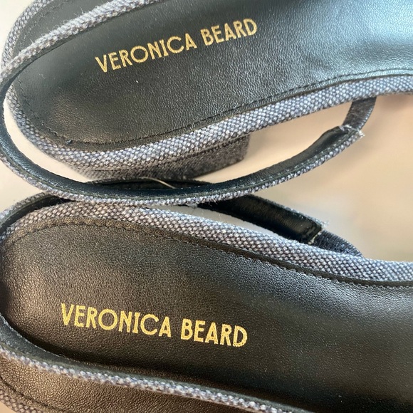 Veronica Beard Two-Tone Slingback Size 10 –Gray Black Blue Denim Cap Toe Pointed - Picture 4 of 7